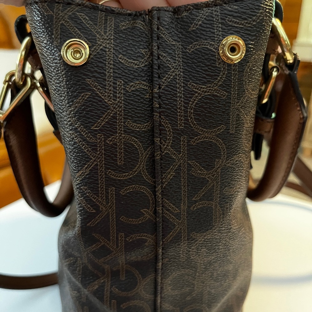 Calvin Klein Brown Monogram Tote with Gold Hardware 10” x 9” x 6”. - Picture 12 of 12
